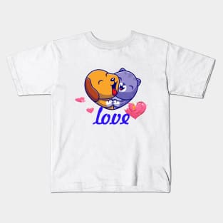 Cute dog says Be Mine on Valentines Day Kids T-Shirt